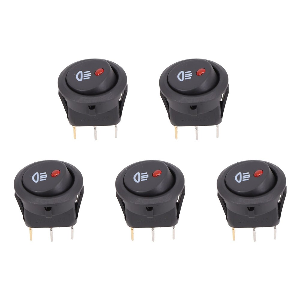 5Pcs Round Red LED Fog Light Switch for Car Truck 12V On Off (66 characters)
