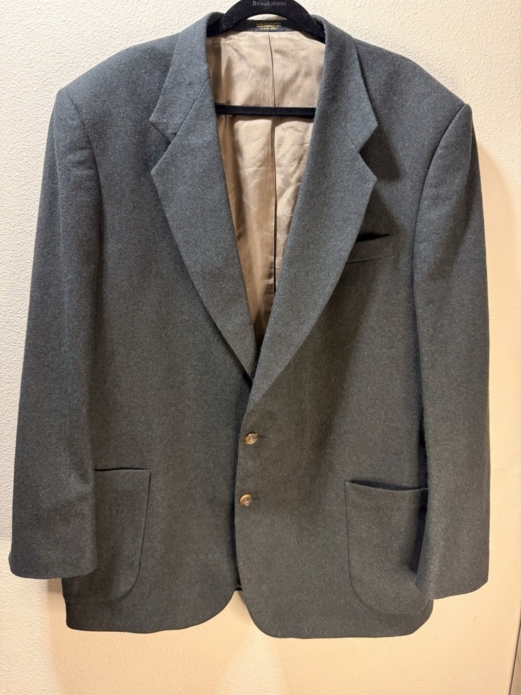 Oscar De La Renta Studio Blazer Green Mens 46L Wool Sport Coat Two Button