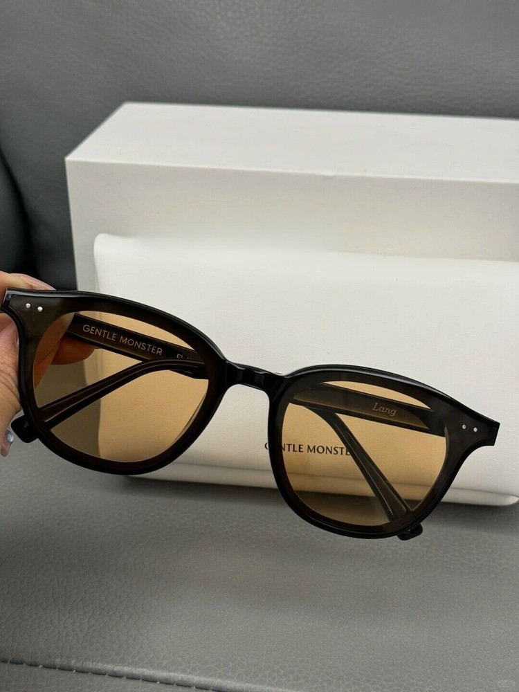 2024 GentleMonster Sunglasses Lang 01(OR) Black Frame Brown Lenses