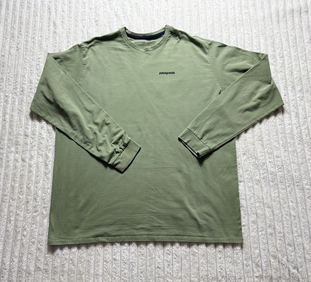Patagonia Men's Green Cotton Crew Neck Long Sleeve Logo T-Shirt Size XXL