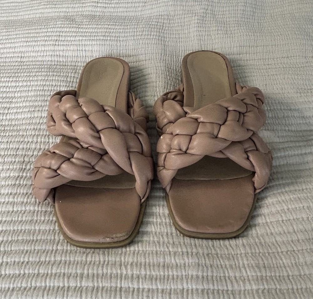 Vionic Kalina Womens Braided Tan Slide Sandals Size 12 Orthopedic Comfort Macaroon