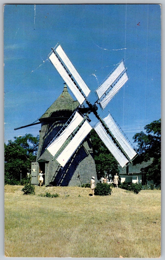 Vtg Postcard Oldest Windmill Landmark Cape Cod, MA 1950s