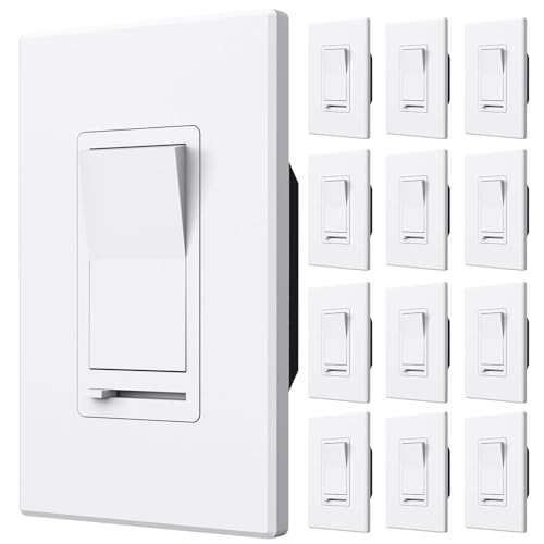 Pack Light Dimmer Switch, No Neutral Wire, Single Pole or 3-Way, 3Way 12 White