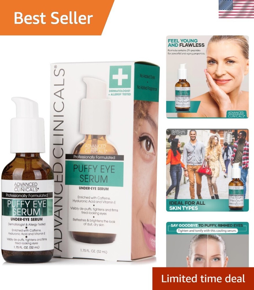 Vitamin E & Caffeine Infused Eye Serum for Puffiness & Brightening - 1.75 Fl Oz