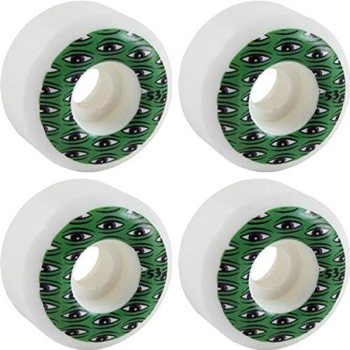 Toy Machine All Seeing White Green Skate Wheels 53mm 99a Set of 4