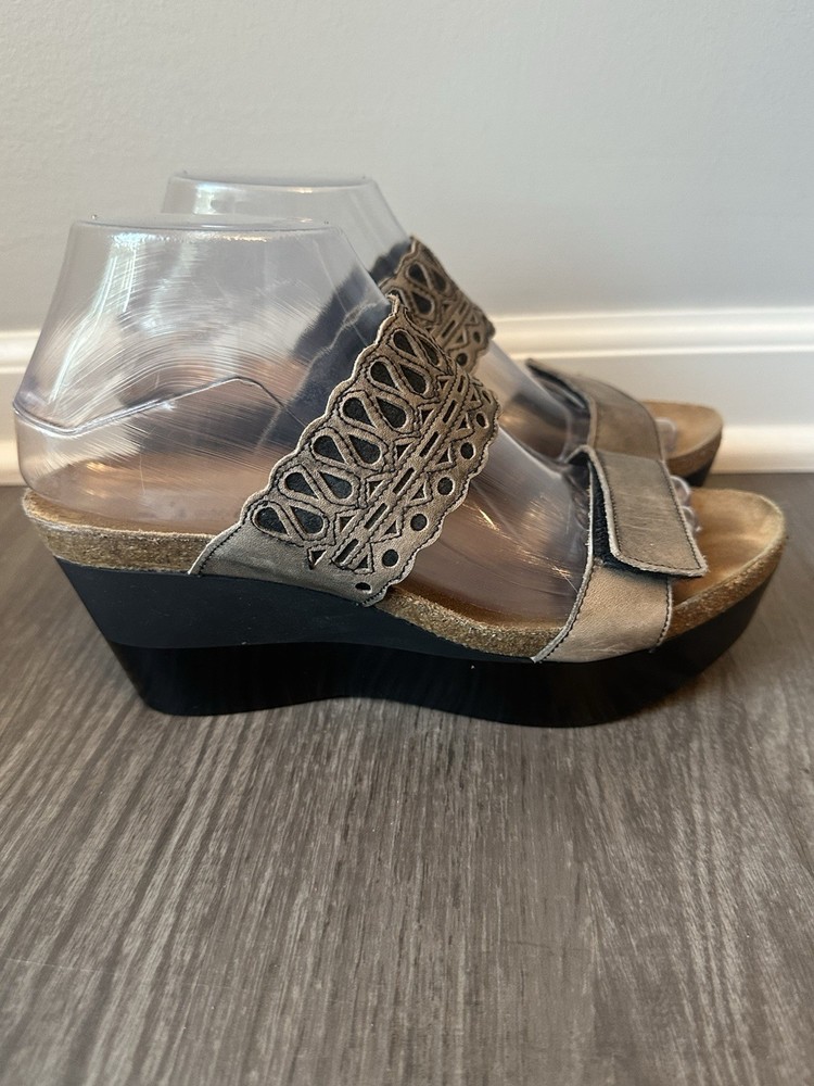 NAOT Women’s Bronze Slip On Wedge Sandal Size 7