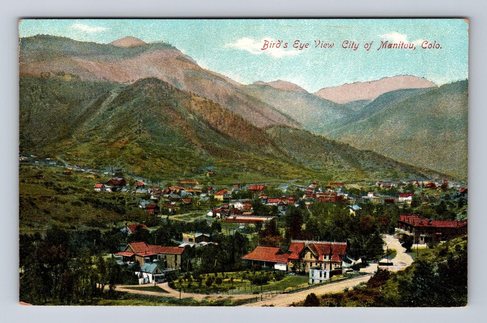 Manitou CO-Colorado, Birds Eye View City of Manitou, Vintage Postcard