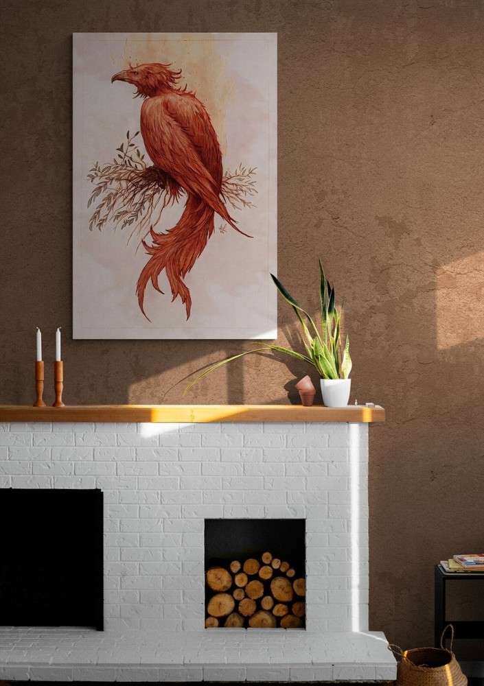 Drawing of a phoenix Wall Art Canvas Unframed Print Art