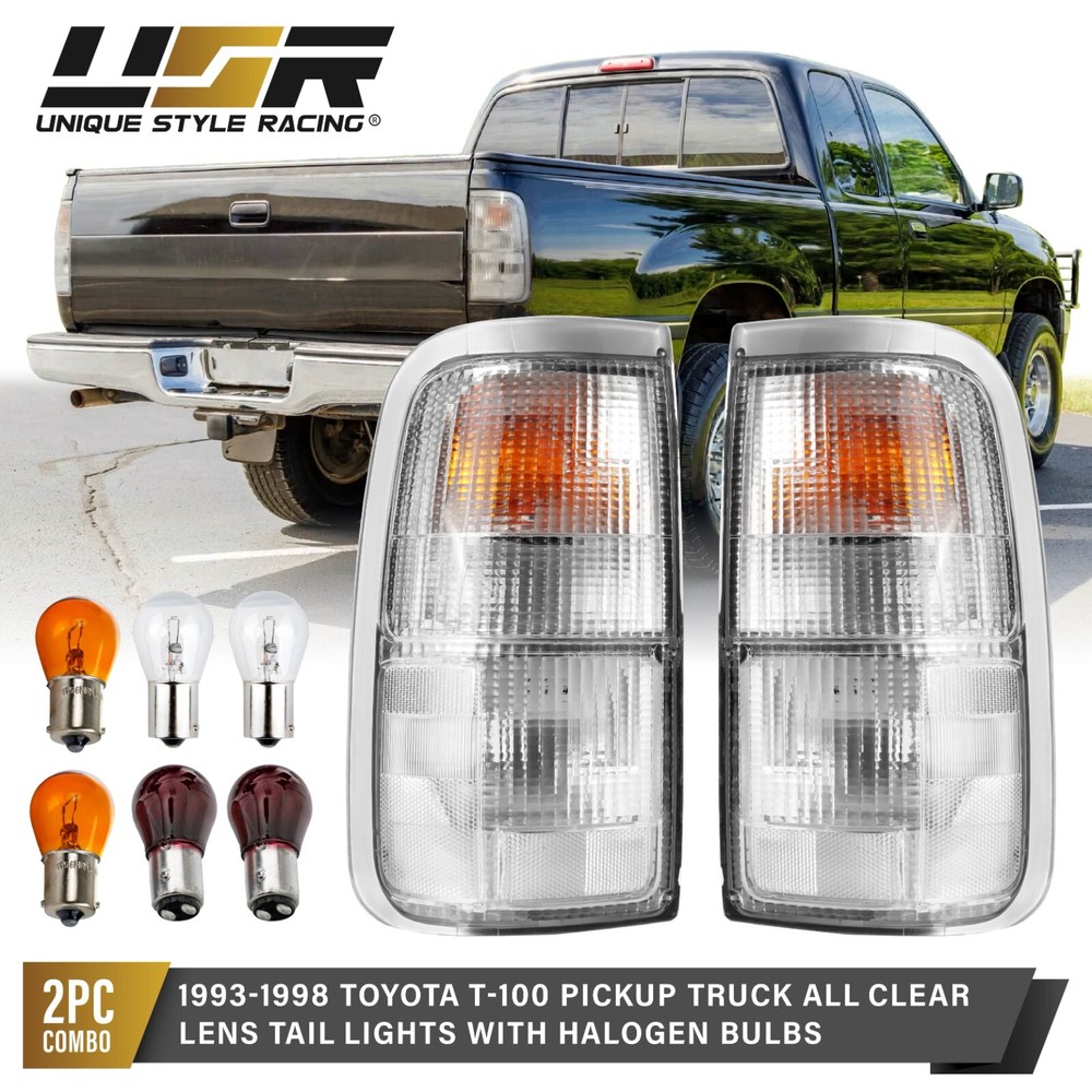 93-98 Toyota T100 Clear Lens Tail Light Set Left + Right Side