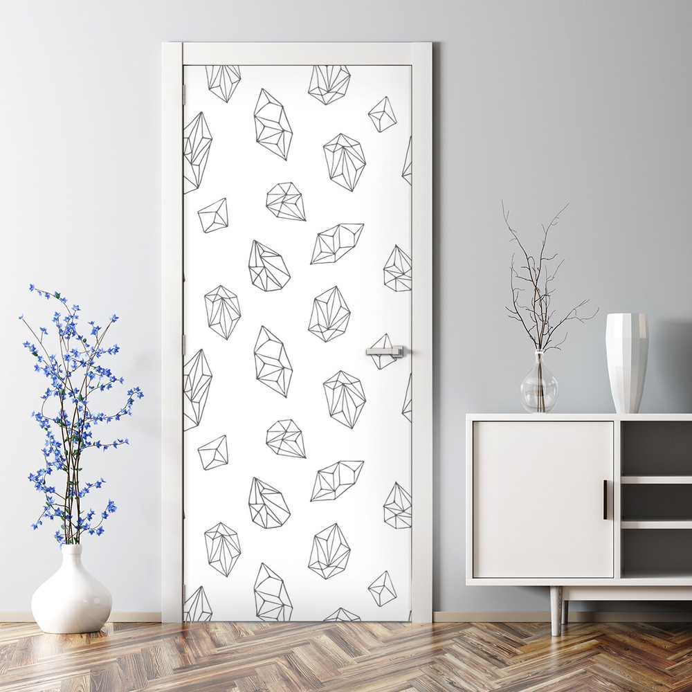 Black & White Dots Peel and Stick Bubble-Free Door Sticker Mural - Self-Adhesive Elegant Design