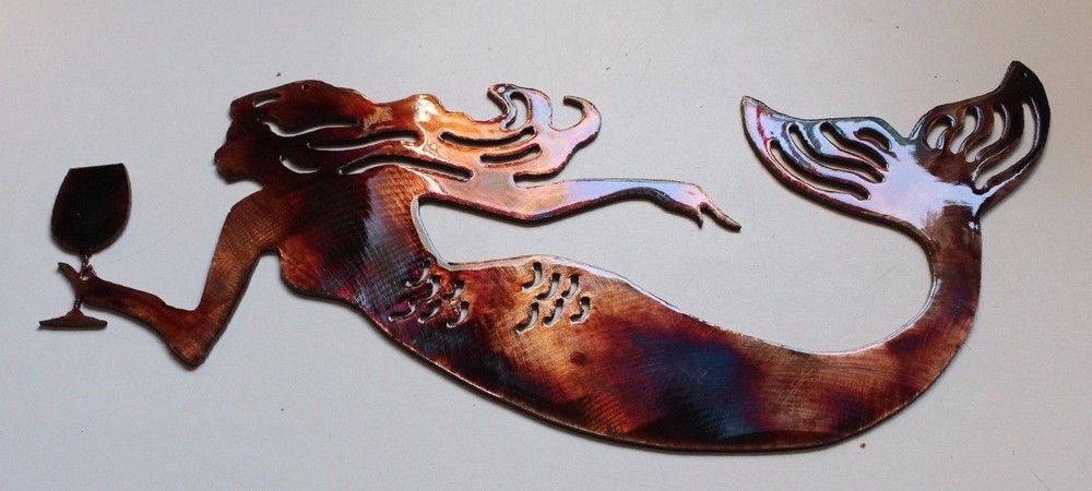 Drink like a Fish Mermaid - Metal Wall Art - Copper 30