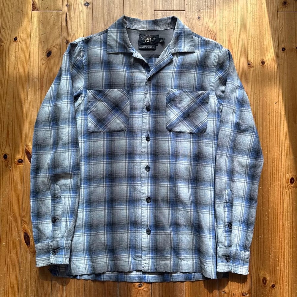 DOUBLE RL RRL Ombre Open Collar Shirt XS Men’s Long Sleeve Fashion _#306