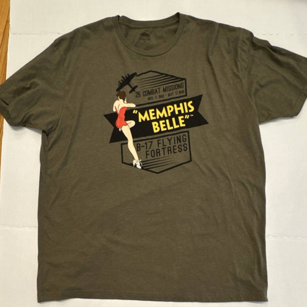 Air Force Museum Foundation Memphis Belle B-17 Men's T-Shirt Olive 2XL