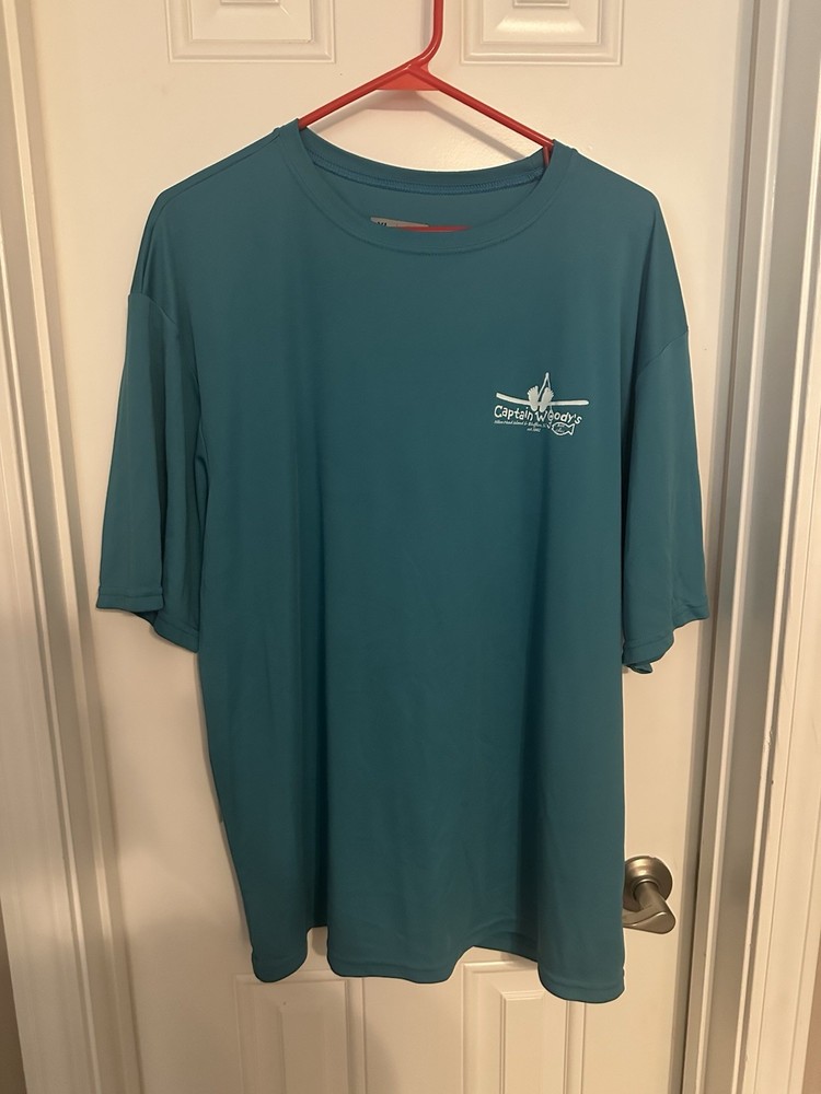Captain Woody’s HHI Logo Teal Wicking Short Sleeve T-Shirt Size XL