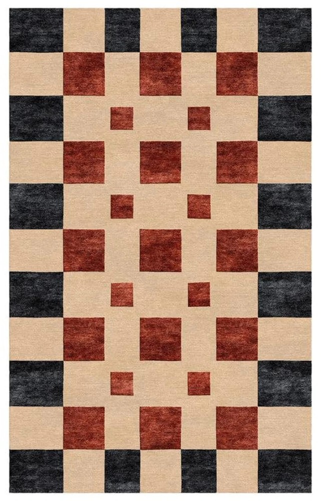 Color Red Black Beige Modern Hand Tufted Nz Wool Rug Design Luxury Carpet Rug