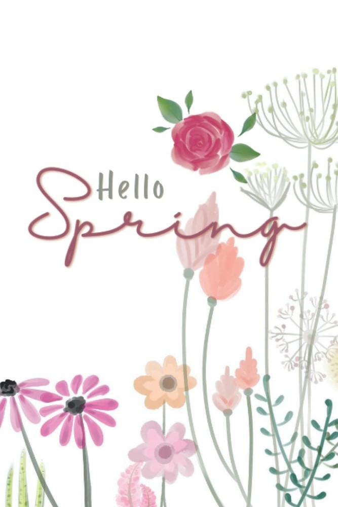 Hello Spring Flower Modern Journal Notebook Design