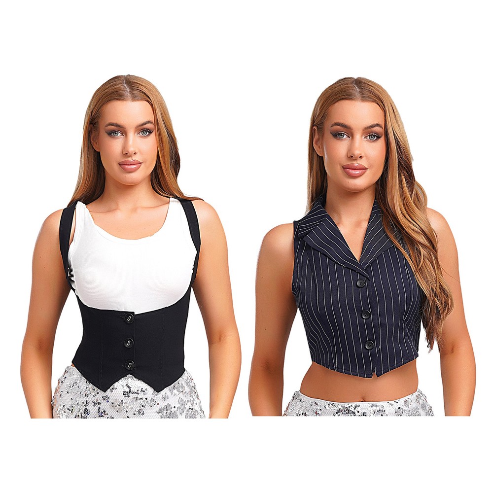 Slim Fit Women Waistcoat Office Vest Clubwear Blouse Shirt Ladies Top