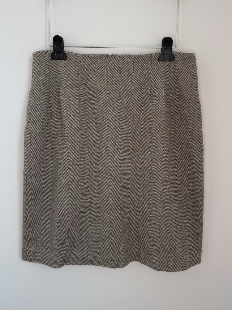 Vintage J.G. Hook Women’s Wool Blend Skirt Tweed Herringbone Pattern Sz 12