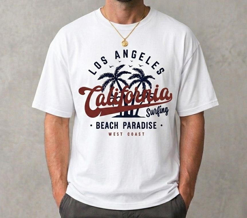 California Surf Paradise T-Shirt - Retro Los Angeles Beach Graphic Tee