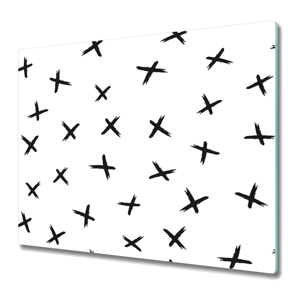 Tempered Glass Surface Protector Worktop saver Hand Drawn Cross Brush 60x52