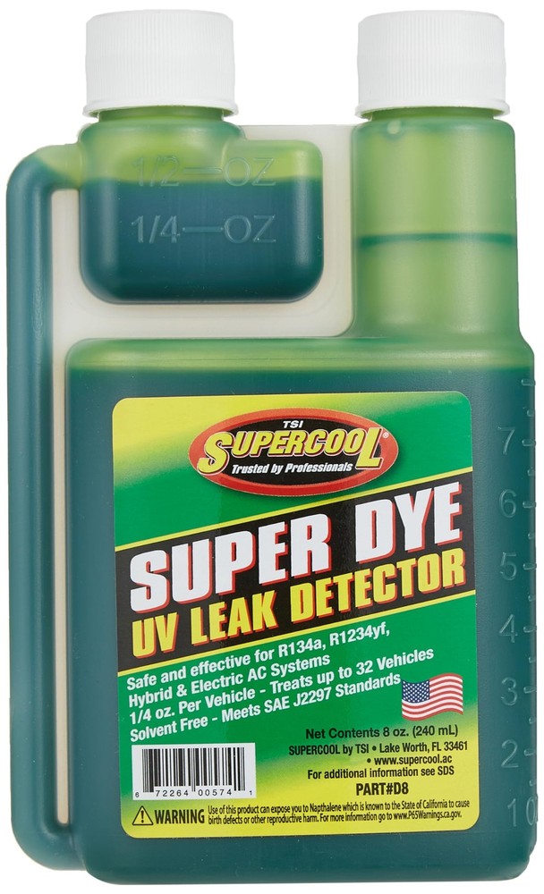 TSI Supercool D8 A/C U/V Dye Green (Self Measure Bottle) 8oz - Treats 32 Vehi...-image