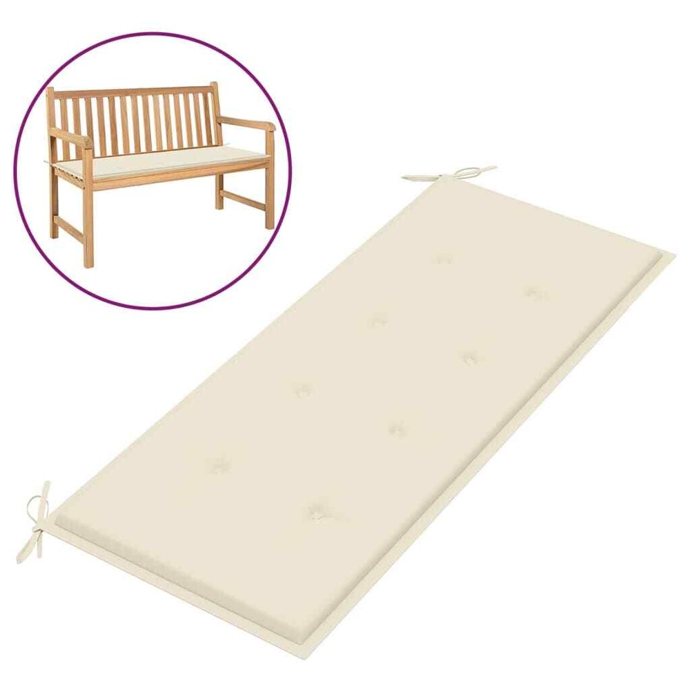 NNEVL Cream Garden Bench Cushion 120x50x3 cm Water-Resistant Outdoor Seat Pad