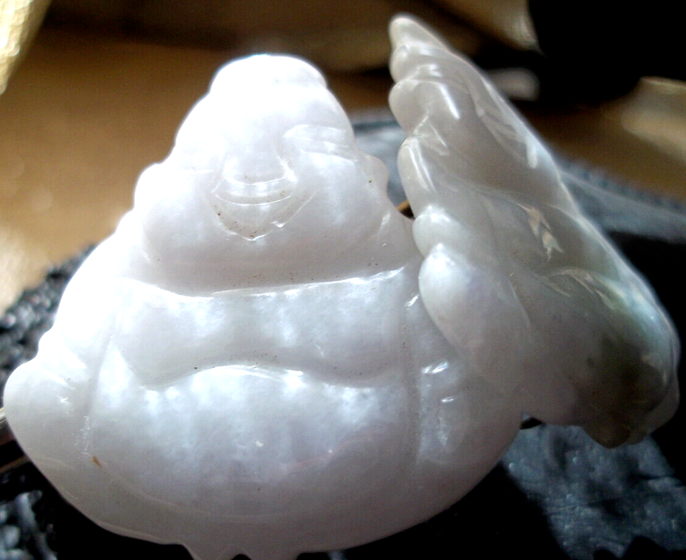 Hawaiian earrings jewelry carved clip on BIG white jadeite jade chinese vintage