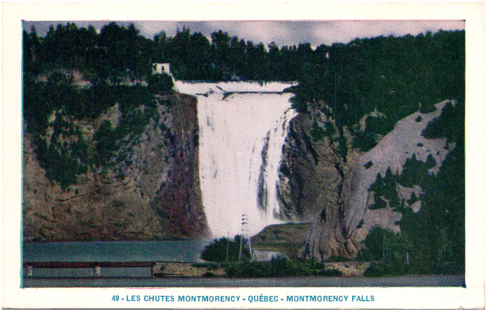 Les Chutes Montmorency Falls Quebec Canada 1940s Chrome Postcard Unused