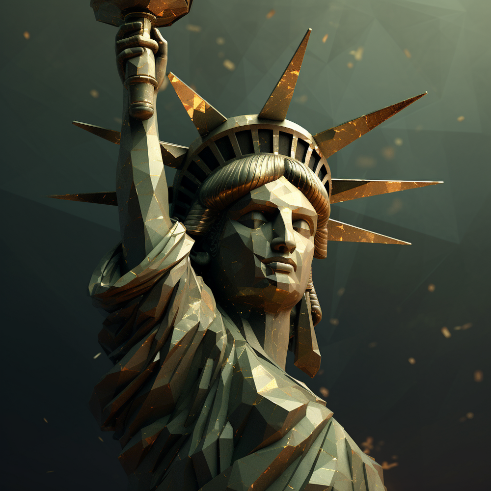 Abstract Statue of Liberty Wall Art Print 24in x 24in Modern Decor