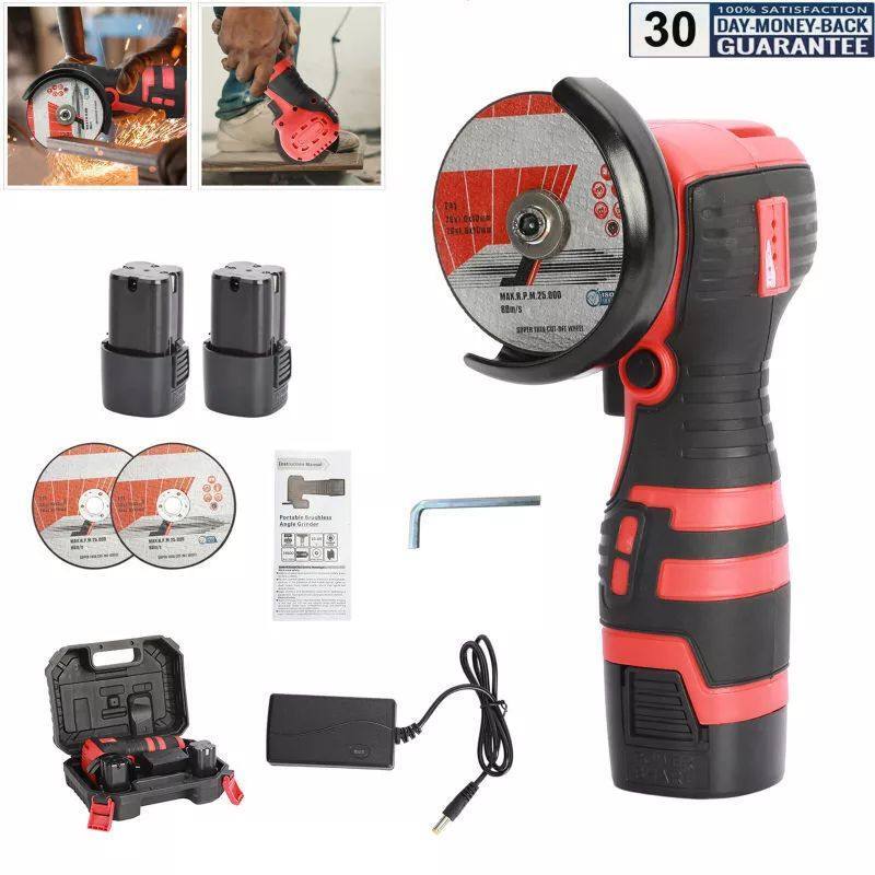 18V Cordless Mini Angle Grinder Brushless Cut Off Handheld Polish Grinding Tool