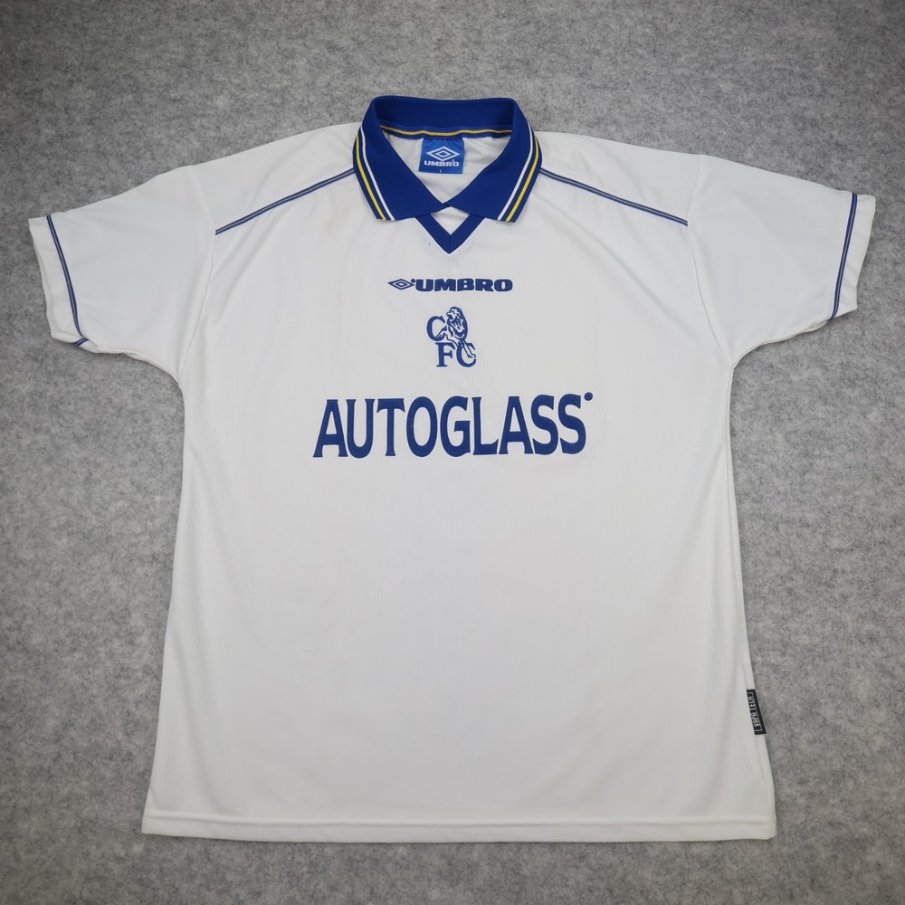 Vintage Chelsea Shirt Large White Away Kit 1998 2000 Soccer Jersey Autoglass