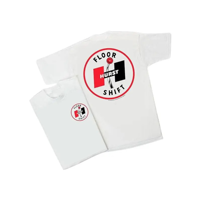 Hurst Floor Shift T-Shirt, Bold Red and Black Classic Gear Shifter Graphic