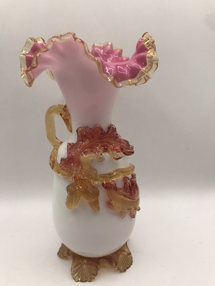 Antique Stevens & Williams Peachblow Matsumonoke Art Glass Vase … Glows! MINT!!