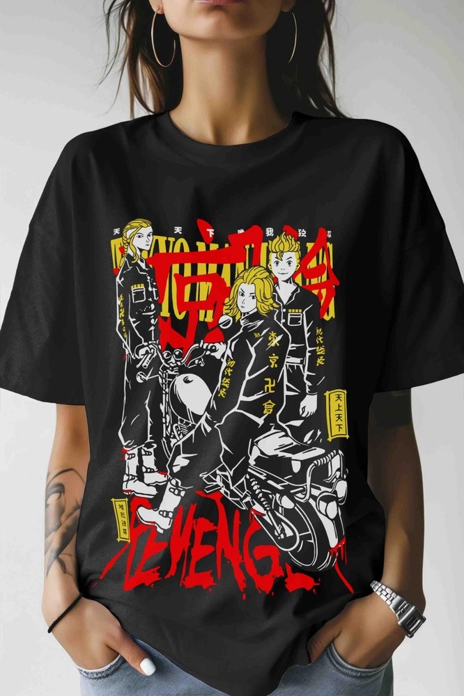 Anime Tokyo Revengers Manjiro Sano Black T Shirt Size S - 5XL