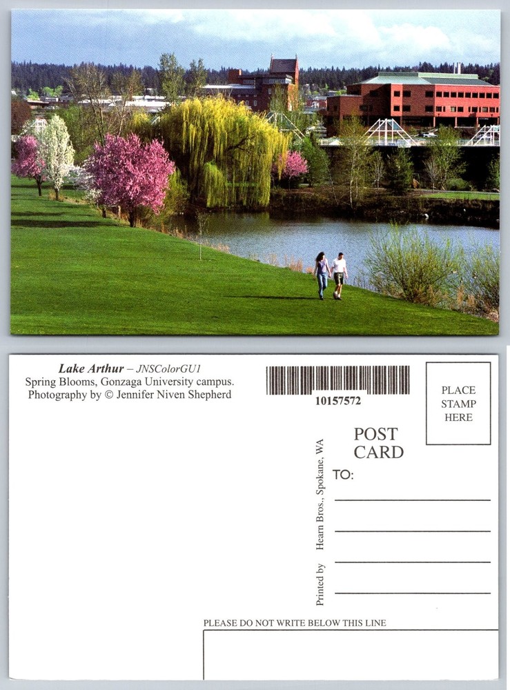 Lake Arthur Gonzaga University Spokane WA Spring Blooms Postcard JNS Color