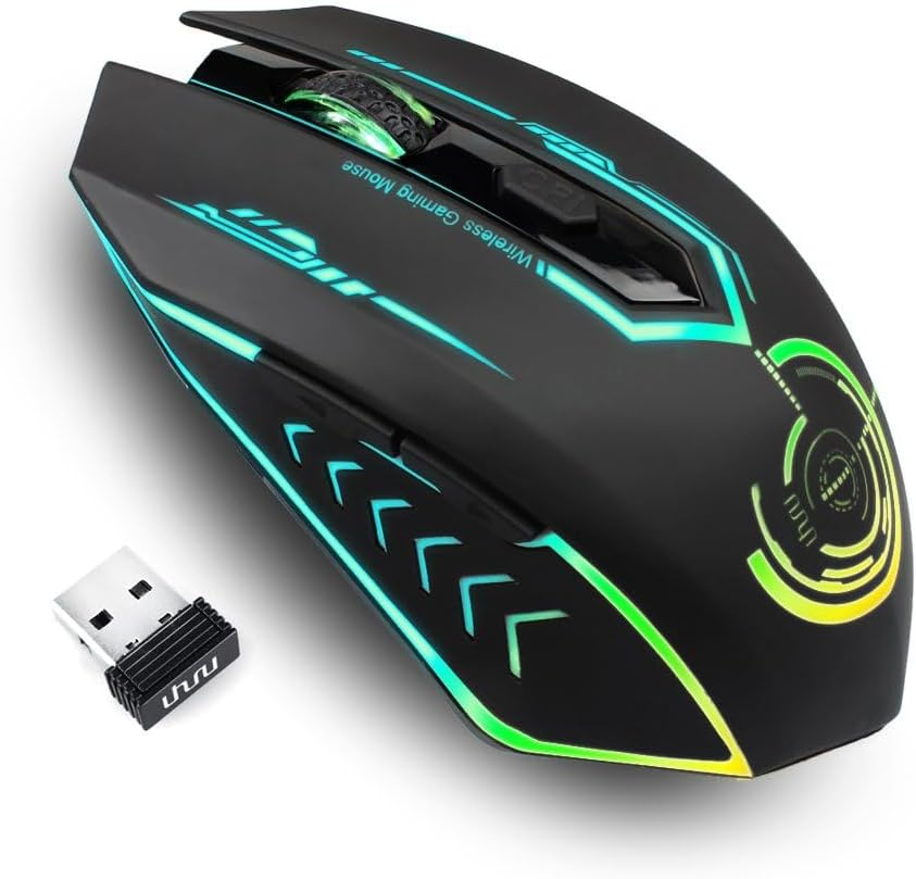 UHURU 10000 DPI Wireless Gaming Mouse Rechargeable USB with RGB Lights for PC Laptop