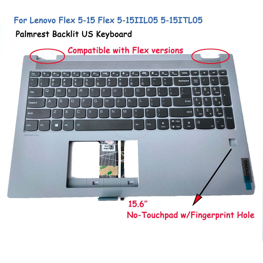 New Palmrest with Backlit Keyboard For Lenovo Flex 5-15 Flex 5-15IIL05 5-15ITL05