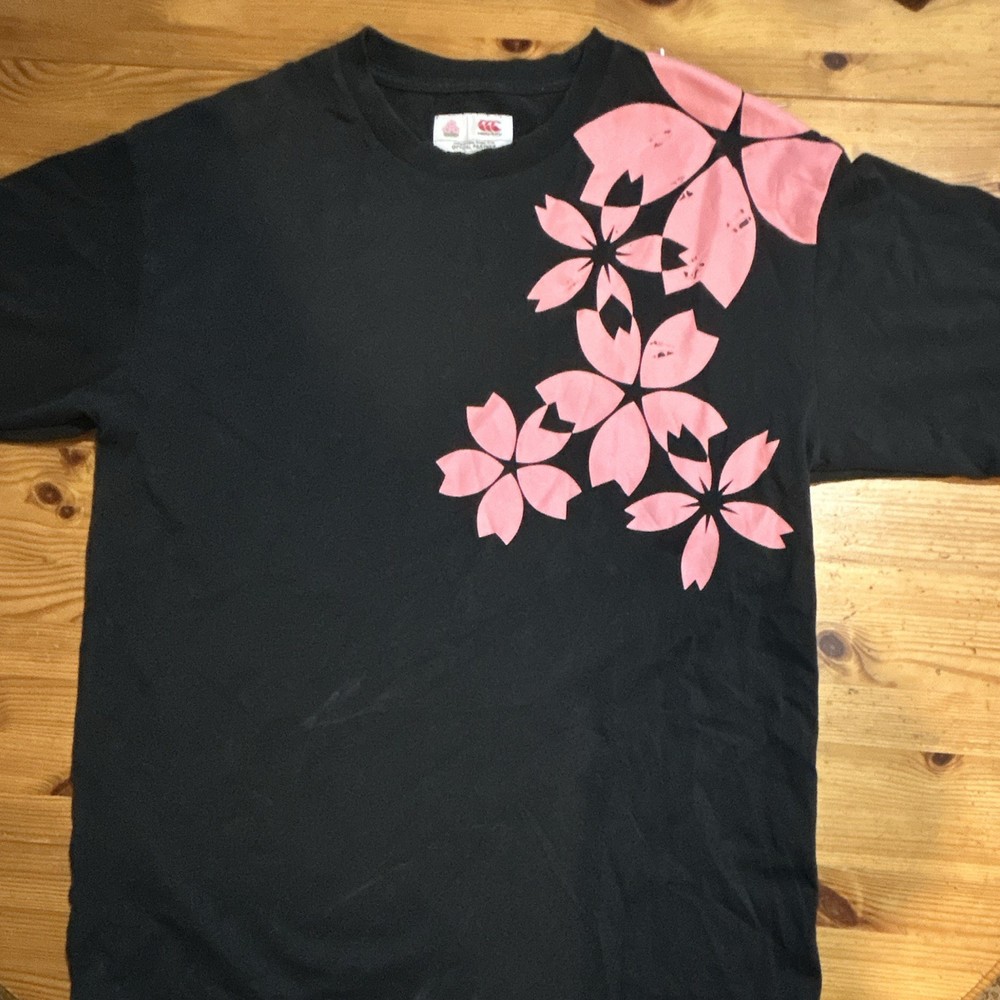 Canterbury Men's XL Regular Black Tee Pink Floral Graphic Logo Crew Neck