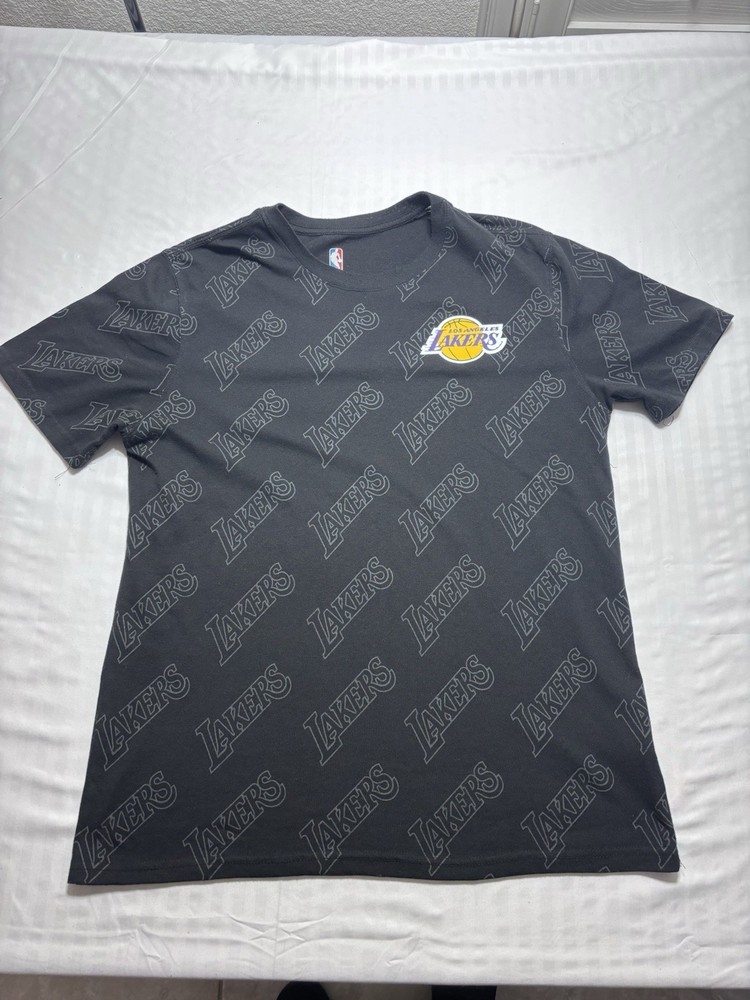 NBA Los Angeles Lakers All-Over Print Short Sleeve Black T-Shirt Mens Large L
