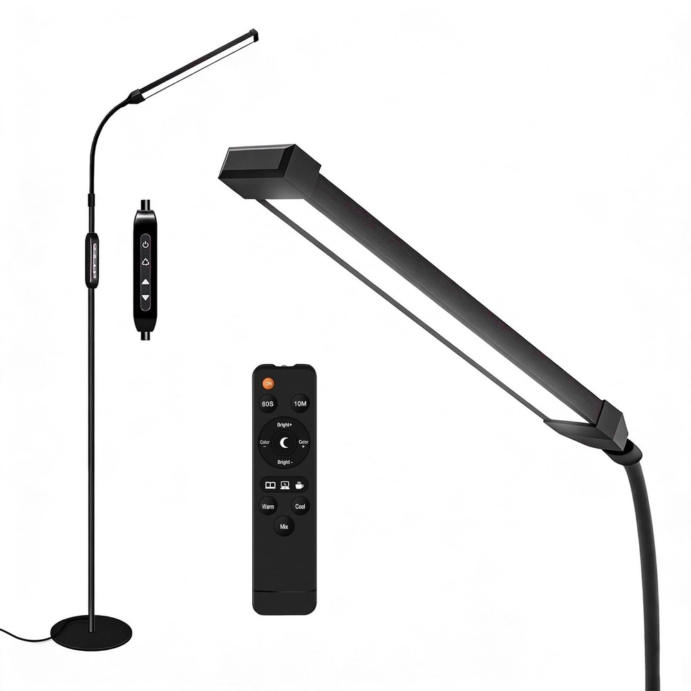Dimmable LED Floor Lamp with Remote - Adjustable 3000K-6000K for Home & Office