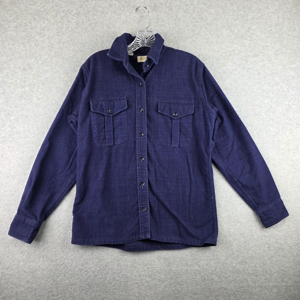 Vintage L.L.Bean Chamois Cloth Shirt Mens XL Blue Flannel Button Up Cotton