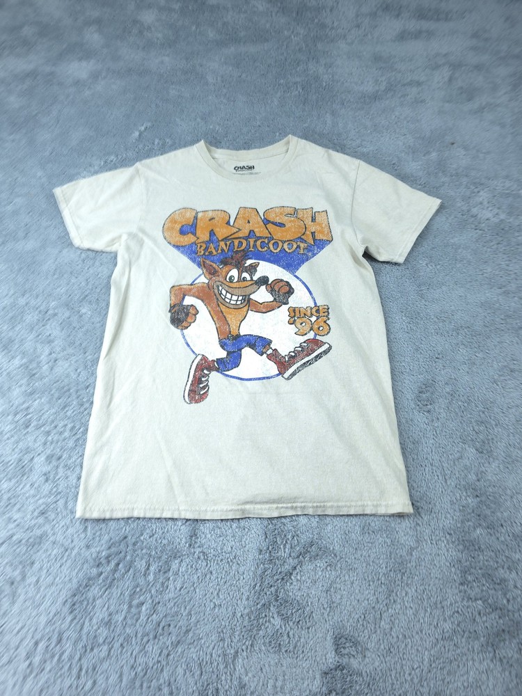 Crash Bandicoot Shirt Mens Small Beige Since 96 Graphic Tee Video Game 2020s