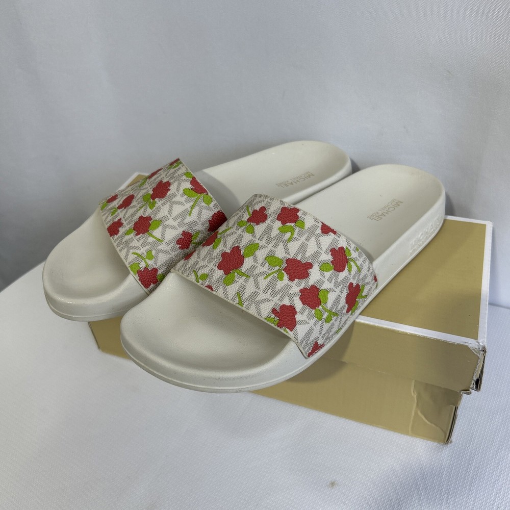 Michael Kors Women Slide  Gilmore Slide Mini Rose  Logo  Sandals Size 7