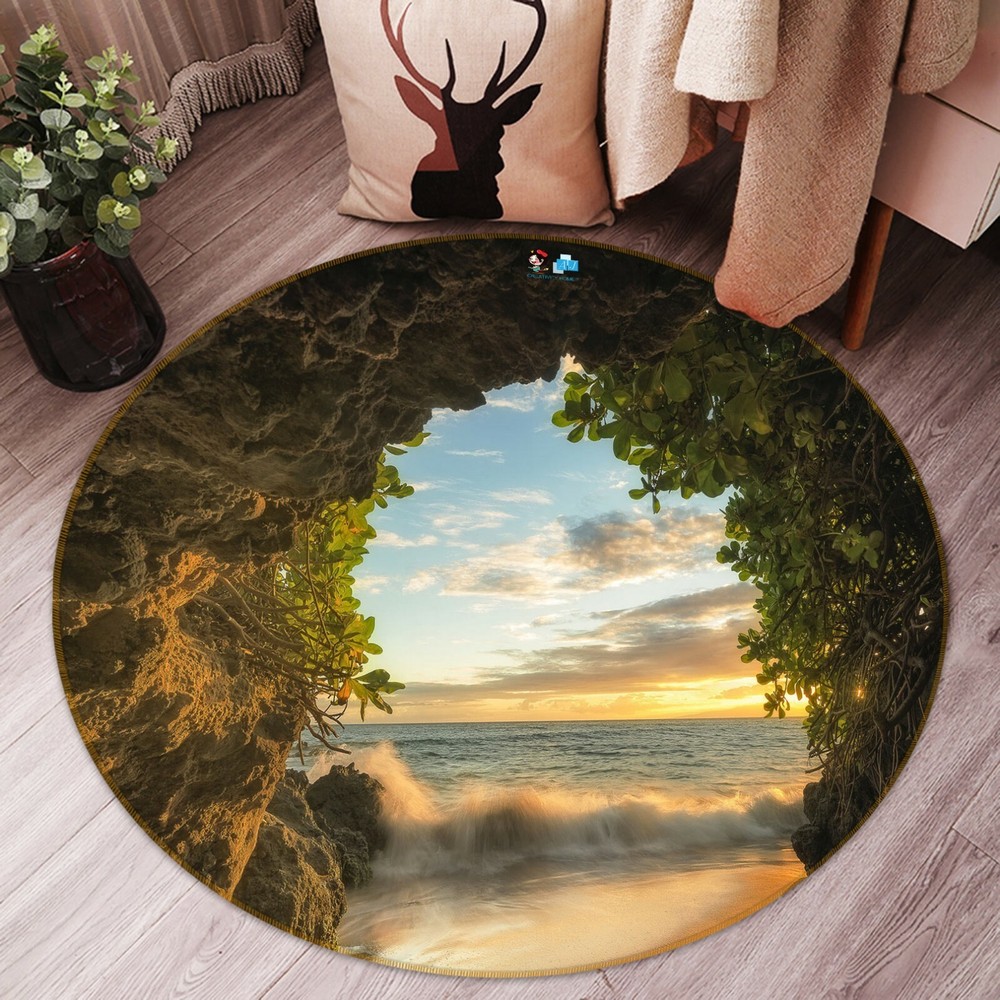 3D Cave Sea NAO3759 Game Rug Mat Elegant Photo Carpet Mat Fay