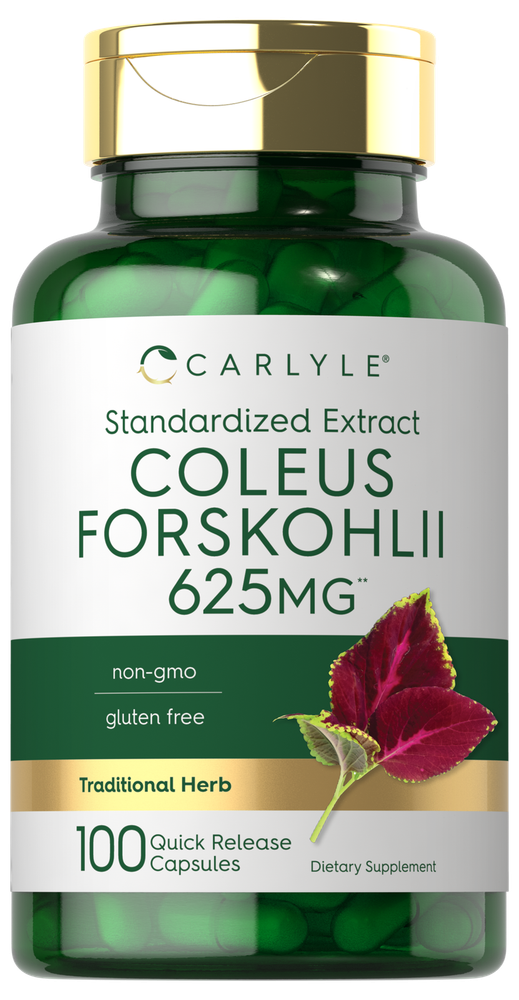 Coleus Forskohlii | 625mg | 100 Capsules | Non-GMO & Gluten Free | by Carlyle