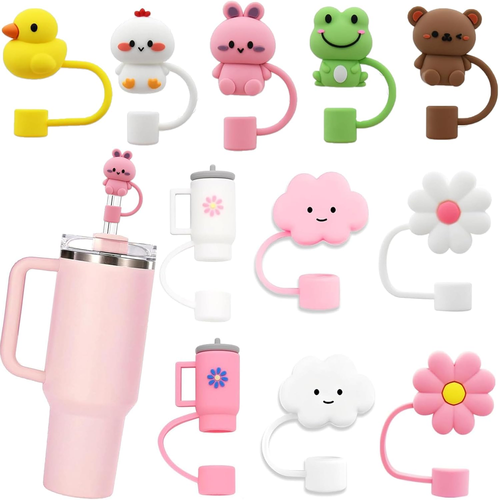 Silicone Straw Covers for Stanley Cup 30 & 40 Oz - 11 Pack Reusable Lids