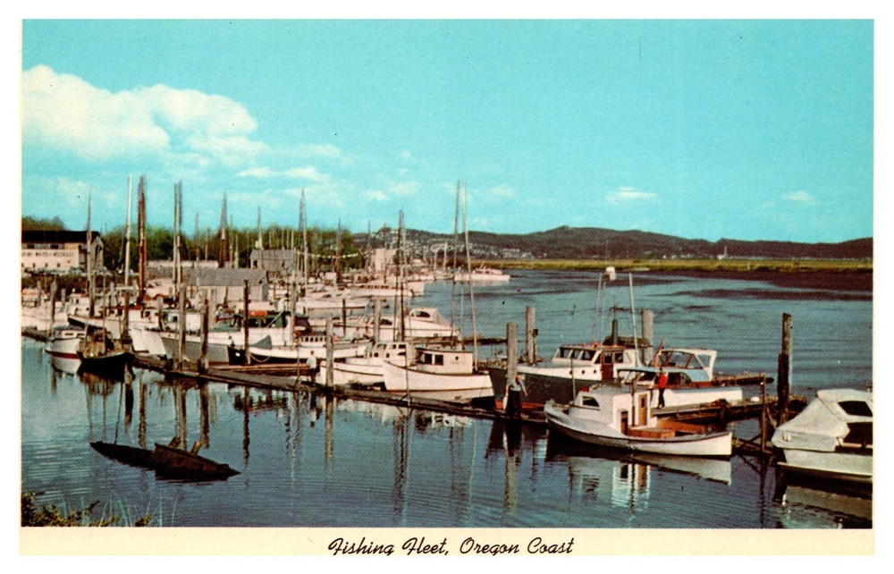 Warrenton OR Oregon Fishing Fleet Harbor Oregon Coast Chrome Postcard