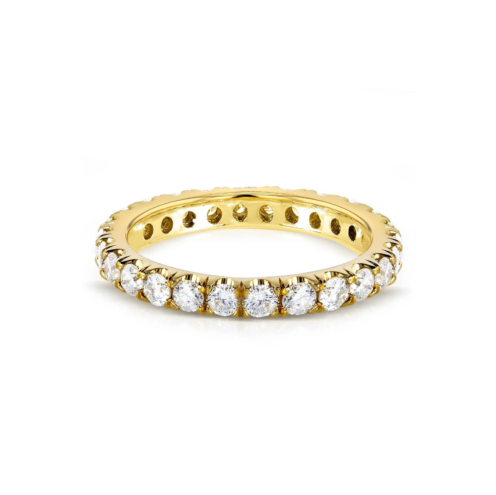 1 Carat Round Moissanite 14K Yellow Gold Prong Set Eternity Wedding Band