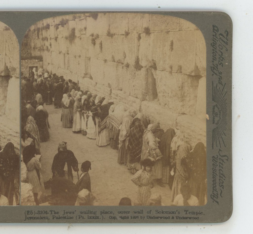 Solomon's Temple Jews Wailing Place Jerusalem Palestine Underwood Stereoview