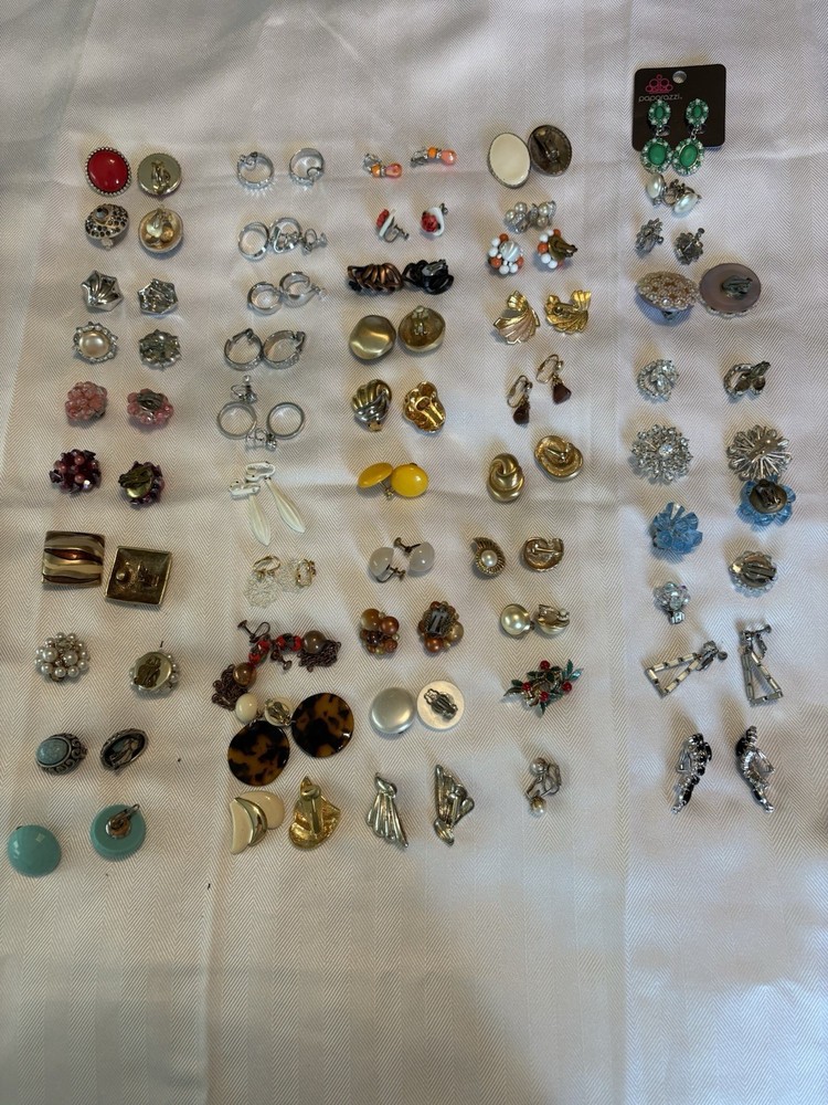 Lot Of 50 Clip On And Screwback Earrings Vintage to Now